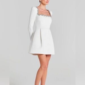 NADINE MERABI Kimberly White Dress with Silver Embellishments